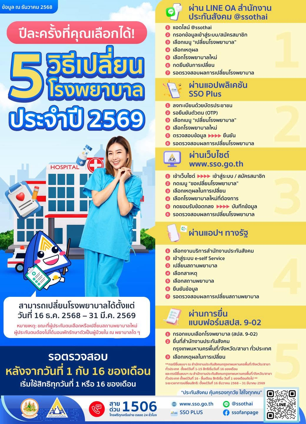 เปลี่ยนโรงพยาบาลประกันสังคม